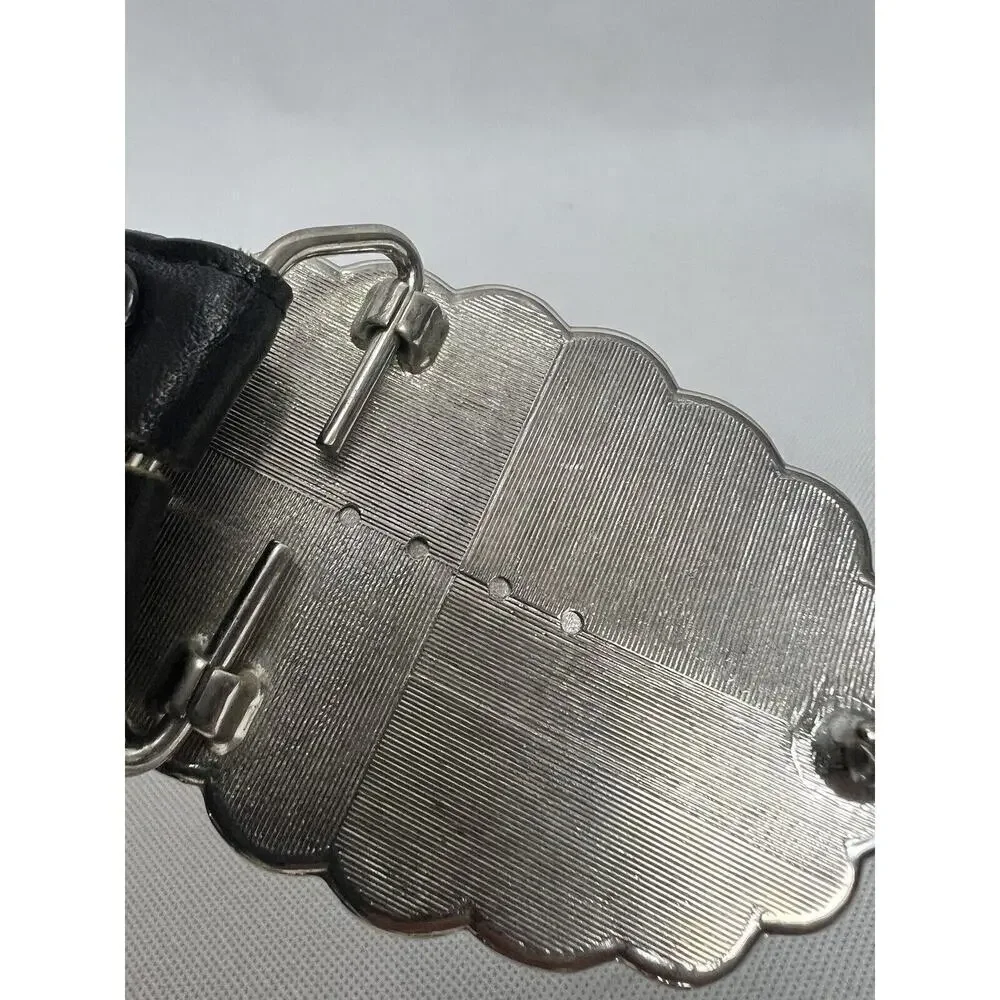 Black Aniline Leather Belt And Buckle Mens 38